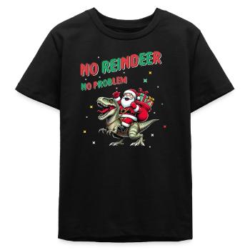 Santa Claus Dino No Reindeer No Problem Kids - Teens Organic T-shirt by Stanley/Stella - black - Front