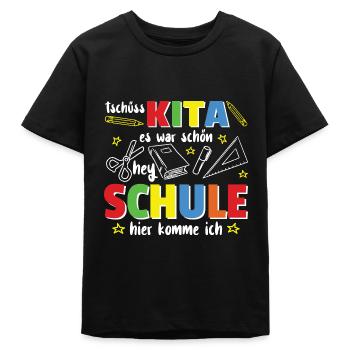 Kita Abschied Ich werde jetzt ein Schulkind - Teenager Organic T-Shirt Mini Creator von Stanley/Stella - Schwarz - Vorne