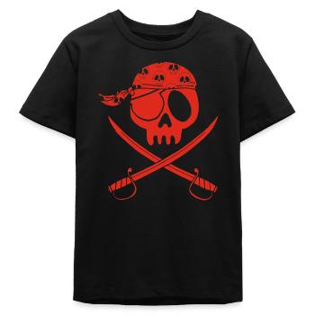 Red pirate skull - Teens Organic T-shirt by Stanley/Stella - black - Front