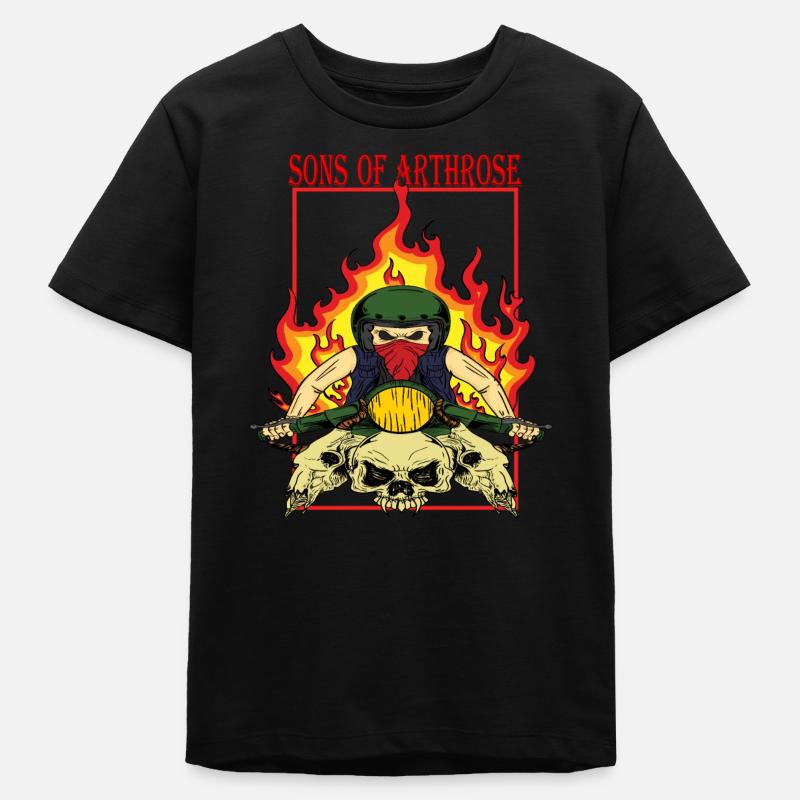 Flame Biker Skullride - T-shirt ado bio Stanley/Stella - noir