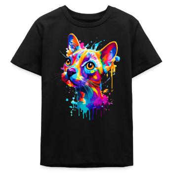 Katze Farbenfroh - Bunte Katze - Sphynx Katze - Teenager Organic T-Shirt Mini Creator von Stanley/Stella - Schwarz - Vorne