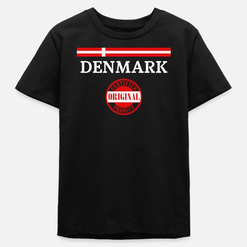 Drapeau du Danemark, fierté danoise - T-shirt ado bio Stanley/Stella - noir