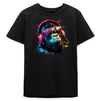 DJ Affe Kopfhörer Sonnenbrille Musik Party Affen - Teenager Organic T-Shirt Mini Creator von Stanley/Stella - Schwarz - Vorne