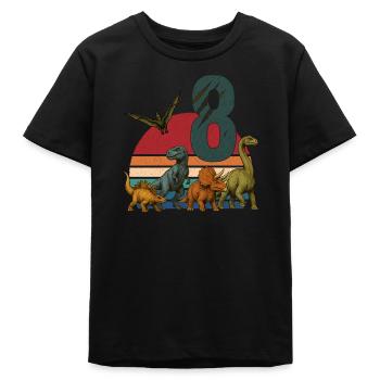 Retro Dinosaurier Dino Geburtstag 8 Jahre Geschenk - Teenager Organic T-Shirt Mini Creator von Stanley/Stella - Schwarz - Vorne
