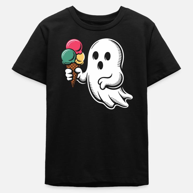Geist mit bunter Eiswaffel - Teenager Organic T-Shirt Mini Creator von Stanley/Stella - Schwarz