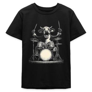 Alpenkuh Schlagzeug Drummer Berge Musik Lustig - Teenager Organic T-Shirt Mini Creator von Stanley/Stella - Schwarz - Vorne
