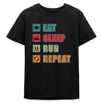 Eat Sleep Run Repeat – Aktiv-Lifestyle Shirt - Teenager Organic T-Shirt Mini Creator von Stanley/Stella - Schwarz - Vorne