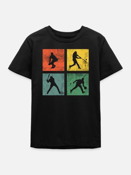 Baseball Softball Sport Retro - Teenager Organic T-Shirt Mini Creator von Stanley/Stella - Schwarz