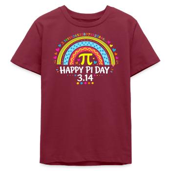 Happy Pi Day Rainbow - Cadeau Prof de Maths & Écol - T-shirt ado bio Stanley/Stella - bordeaux - Devant