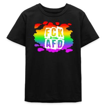 Stop AfD contre la droite, la démocratie, la diversité, la gauche - T-shirt ado bio Stanley/Stella - noir - Devant