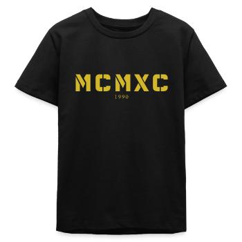 Roman numeral year of birth Made in 1990 - Teens Organic T-shirt by Stanley/Stella - black - Front