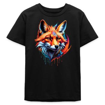 Funny Fox Fox Art Animal Nature Wildlife Animals - Teens Organic T-shirt by Stanley/Stella - black - Front