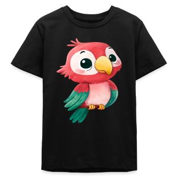 Niedlicher Kawaii Papagei – Bunter Cartoon Vogel Design - Teenager Organic T-Shirt Mini Creator von Stanley/Stella - Schwarz - Vorne