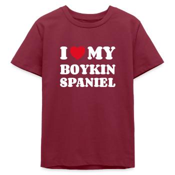 J’aime mon Boykin Spaniel Cadeau Propriétaire de chien - T-shirt ado bio Stanley/Stella - bordeaux - Devant