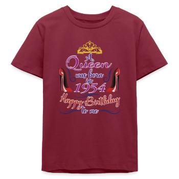 1954 70th Birthday For Women Queen 70 Years Old - Teens Organic T-shirt by Stanley/Stella - burgundy - Front