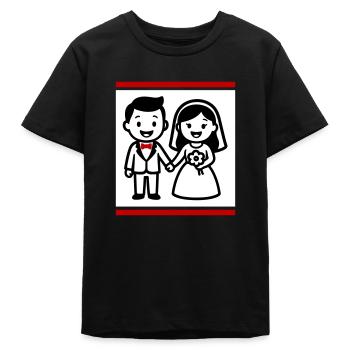 Mariage de couple marié - T-shirt ado bio Stanley/Stella - noir - Devant