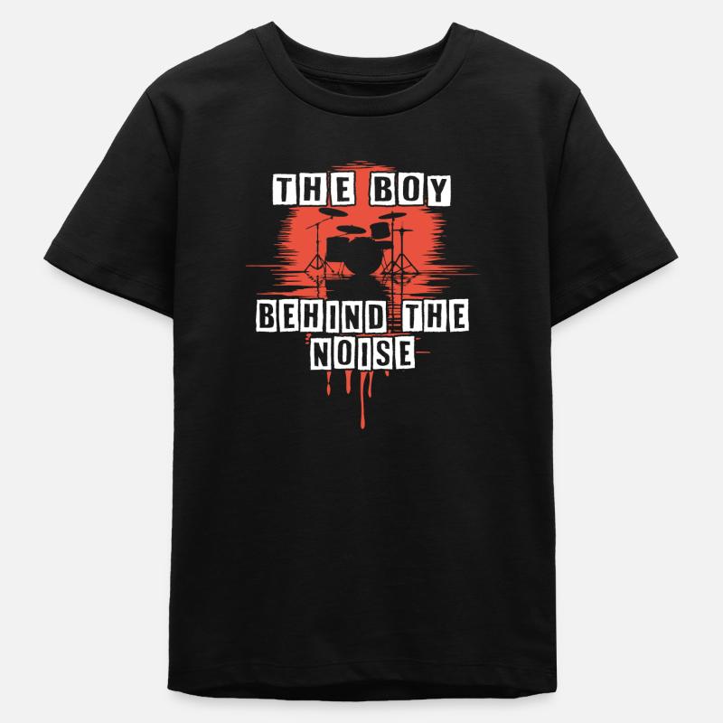 Drummer Boy Schlagzeuger Drumset Silhouette - T-shirt ado bio Stanley/Stella - noir