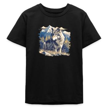 Wölfe Wolf - Teenager Organic T-Shirt Mini Creator von Stanley/Stella - Schwarz - Vorne