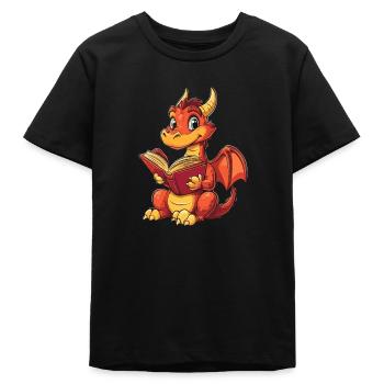 Fröhlicher roter Drache Fantasie für Buchliebhaber - Teenager Organic T-Shirt Mini Creator von Stanley/Stella - Schwarz - Vorne