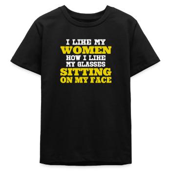 Women sitting on my face a provocative - Teens Organic T-shirt by Stanley/Stella - black - Front