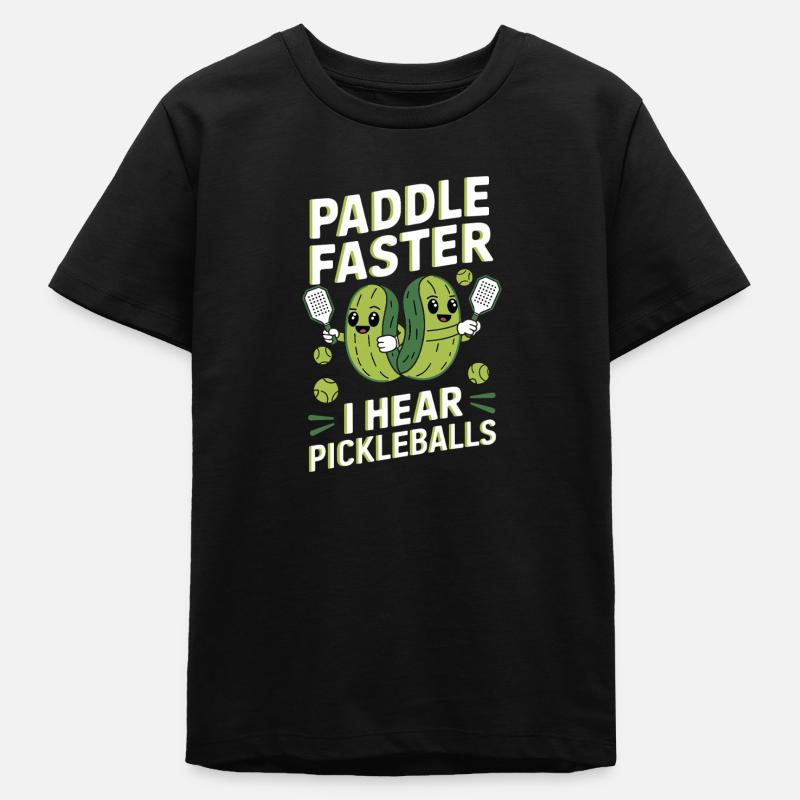 Pagayez plus vite J’entends des pickleballs Concombre Cadeau - T-shirt ado bio Stanley/Stella - noir