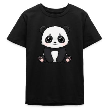 Dessin animé animalier Panda - T-shirt ado bio Stanley/Stella - noir - Devant