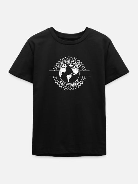 Save The Planet Kill Yourself Satire Umweltschutz - Teenager Organic T-Shirt Mini Creator von Stanley/Stella - Schwarz