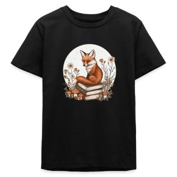 Cottagecore Fuchs mit Büchern - Teenager Organic T-Shirt Mini Creator von Stanley/Stella - Schwarz - Vorne