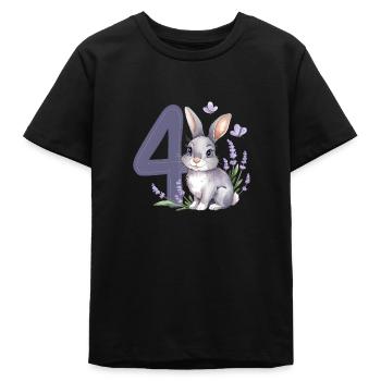 4. Geburtstag 4 Jahre Hase Häschen Lavendel Lila - Teenager Organic T-Shirt Mini Creator von Stanley/Stella - Schwarz - Vorne