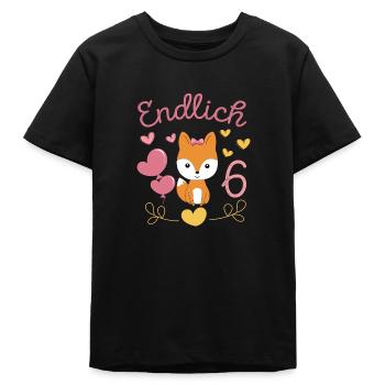 Endlich 6 Jahre Mädchen Geburtstagshirt Fuchs - Teenager Organic T-Shirt Mini Creator von Stanley/Stella - Schwarz - Vorne
