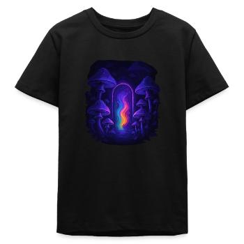 Champignon magique - Portail de la forêt de champignons - T-shirt ado bio Stanley/Stella - noir - Devant