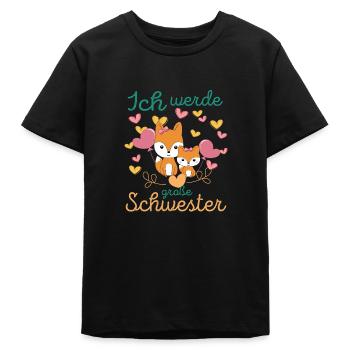 Bald Wieder Große Schwester 2026 Verkünden Füchse - Teenager Organic T-Shirt Mini Creator von Stanley/Stella - Schwarz - Vorne