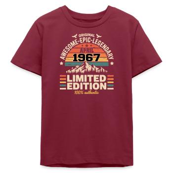 Jubiläumsjahrgang April 1967 - Teenager Organic T-Shirt Mini Creator von Stanley/Stella - Burgunderrot - Vorne