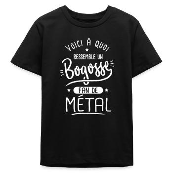 Métal Bogosse fan métal - T-shirt ado bio Stanley/Stella - noir - Devant