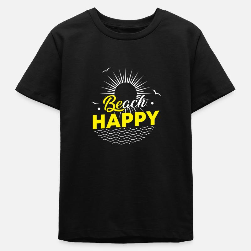Beach Happy - sun ocean wave lovers - T-shirt ado bio Stanley/Stella - noir
