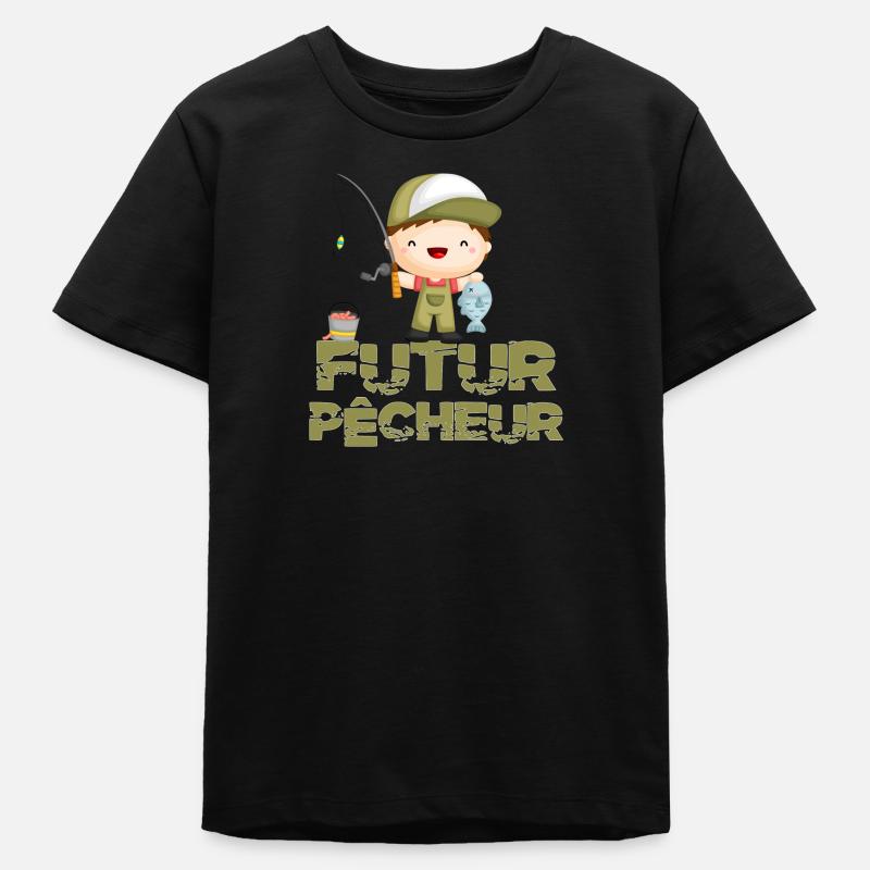futur pêcheur enfant pêche - T-shirt ado bio Stanley/Stella - noir