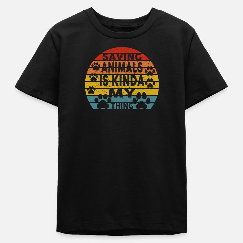 Saving Animals Is Kinda My Thing - Teens Organic T-shirt by Stanley/Stella - black