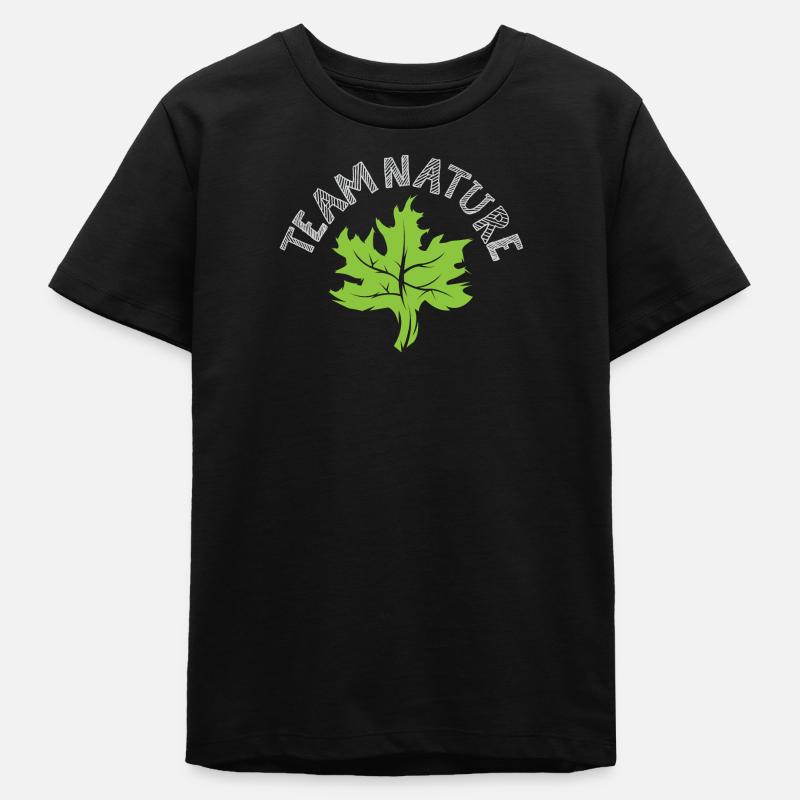 équipe nature Feuille Symbole vert Logo icône Arbre forestier - T-shirt ado bio Stanley/Stella - noir