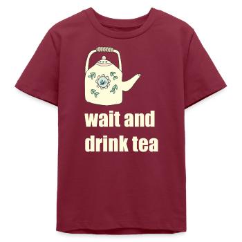 attendre et boire du thé - T-shirt ado bio Stanley/Stella - bordeaux - Devant