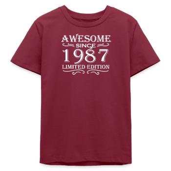 1987 - Né en 1987 - T-shirt ado bio Stanley/Stella - bordeaux - Devant