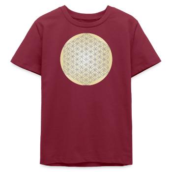 Blume des Lebens Silber - 5. Dimension - Mandala - Teenager Organic T-Shirt Mini Creator von Stanley/Stella - Burgunderrot - Vorne