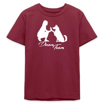 Dream Team Hund weiß - Teenager Organic T-Shirt Mini Creator von Stanley/Stella - Burgunderrot - Vorne