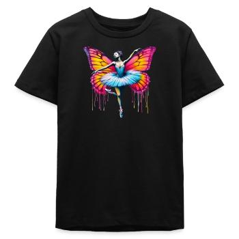 Ballerina mit Schmetterlingsflügeln, Schmetterlingen, Tutu - Teenager Organic T-Shirt Mini Creator von Stanley/Stella - Schwarz - Vorne