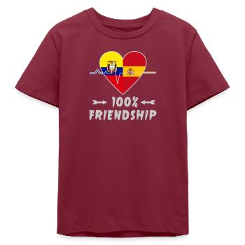 L'Equateur et l'Espagne : amitié à 100 % - T-shirt ado bio Stanley/Stella - bordeaux - Devant