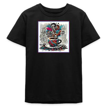 Espresso Graffiti - Teenager Organic T-Shirt Mini Creator von Stanley/Stella - Schwarz - Vorne