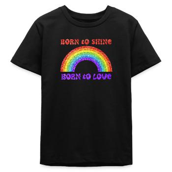 Rainbow, born to love, pride, LGBTQ+ - Teens Organic T-shirt by Stanley/Stella - black - Front