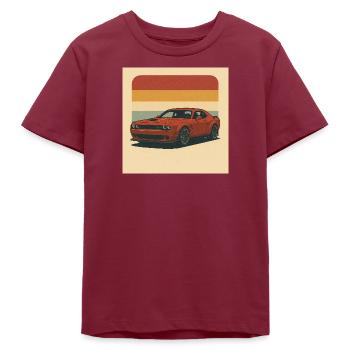 Roter Muscle Car Retro Design - Teenager Organic T-Shirt Mini Creator von Stanley/Stella - Burgunderrot - Vorne