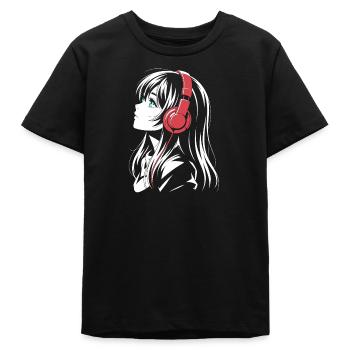 Anime Girl mit Kopfhörer Design - Teenager Organic T-Shirt Mini Creator von Stanley/Stella - Schwarz - Vorne
