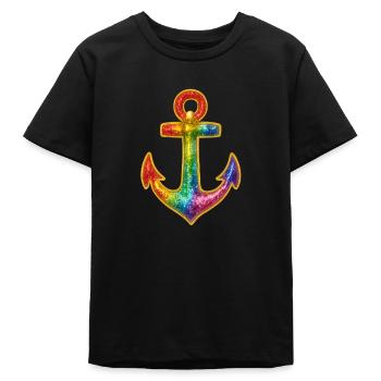 Leuchtender Anker in Regenbogenfarben - Teenager Organic T-Shirt Mini Creator von Stanley/Stella - Schwarz - Vorne
