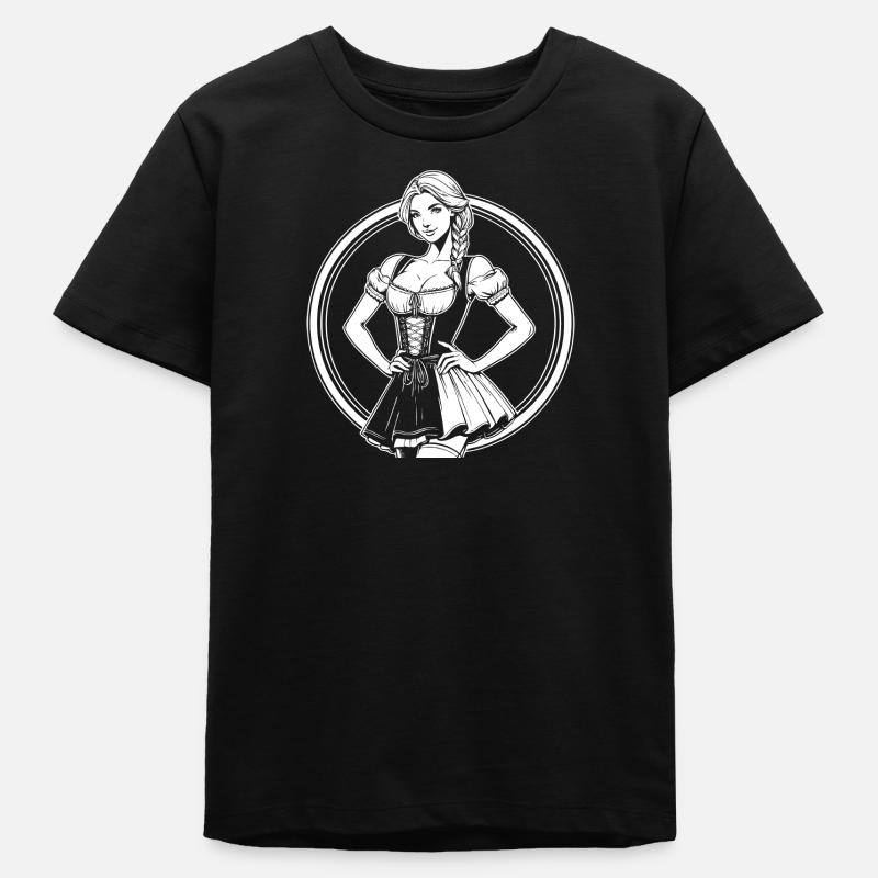 Conception de bande dessinée Dirndl cool - T-shirt ado bio Stanley/Stella - noir